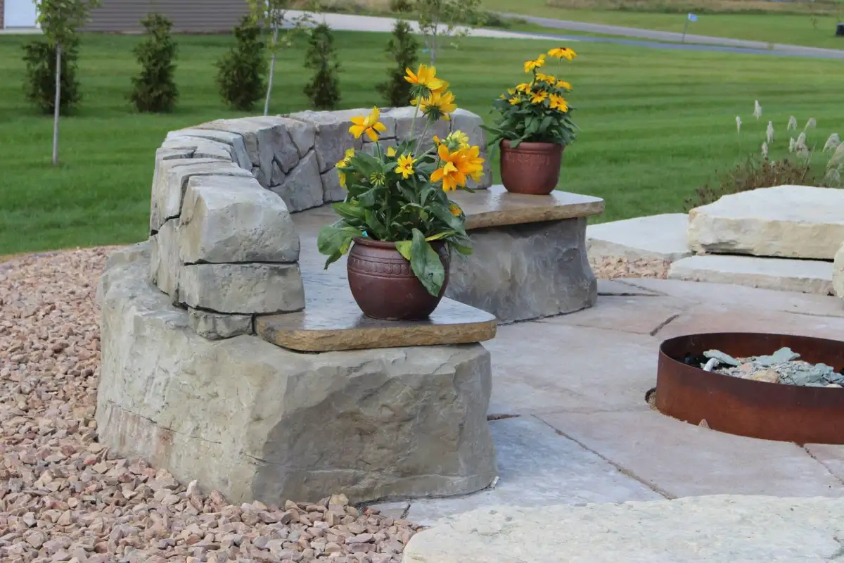 Sculpted concrete pool deck and surrounding hardscape
