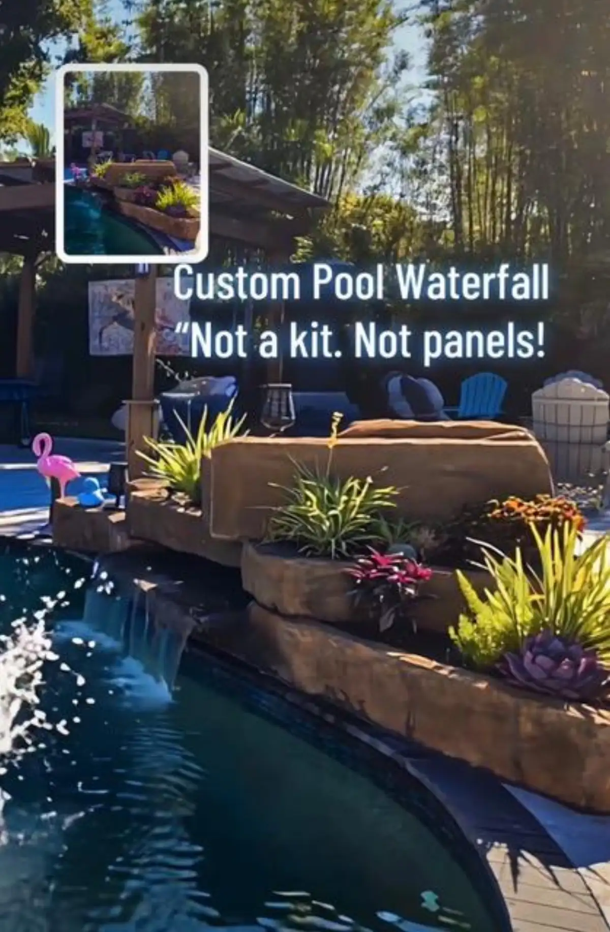 Custom pool waterfall installation for Dallas TX luxury property