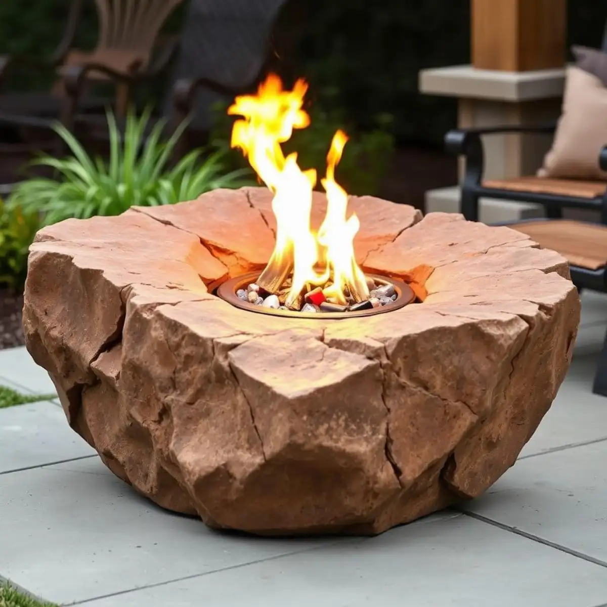 Custom sculpted fire feature in Joplin Missouri