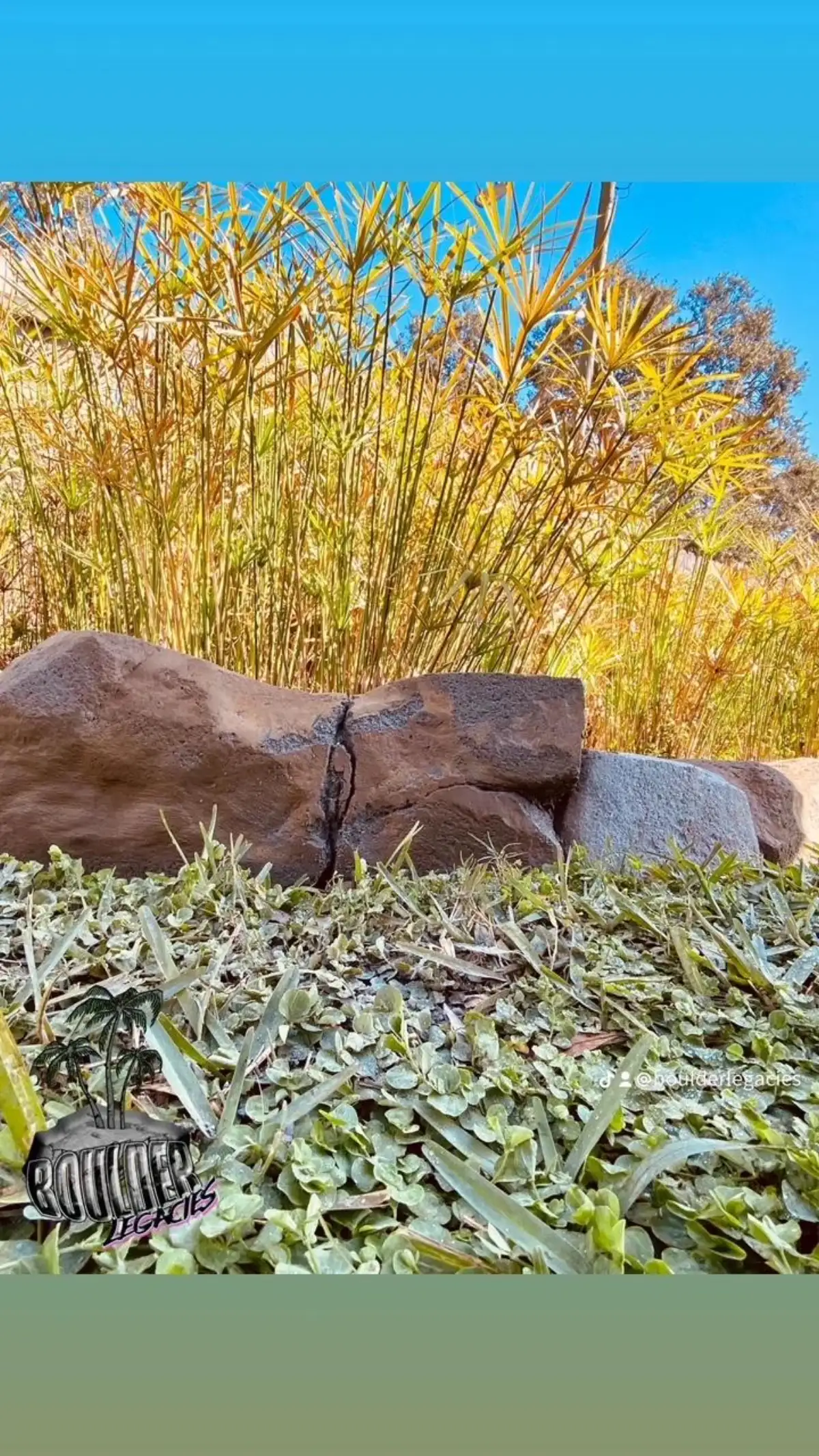 Decorative rockwork feature with hand-sculpted boulder texture